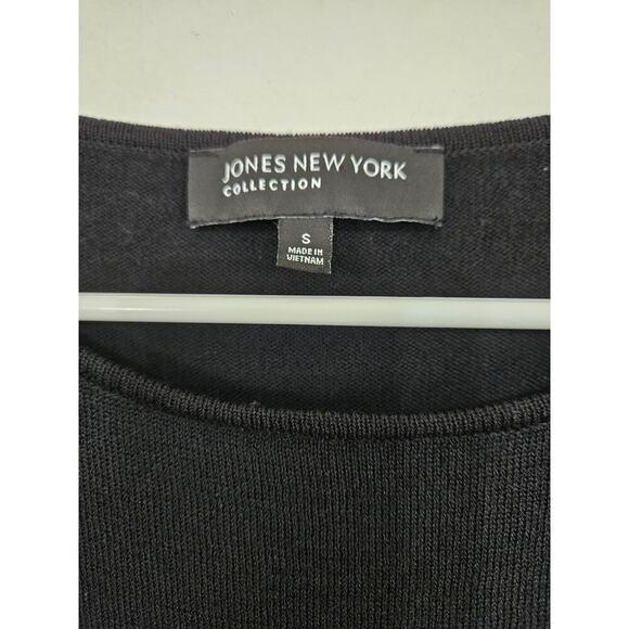 Jones New York Abstract Colorblock Blue/Black/Silver Metallic Wool Sweater Sz S - Picture 5 of 6